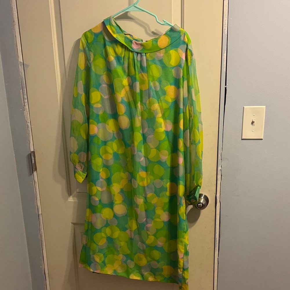 Vintage Green and Yellow Patterned Dress